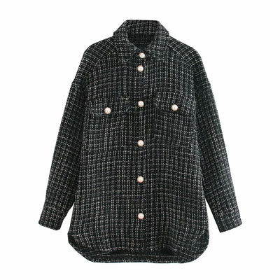 vintage oversize plaid long shirt