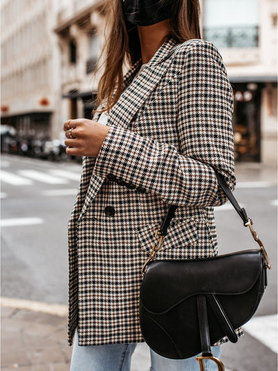 Women's Winter Plaid Long Suit Jacket - RADA LONDON