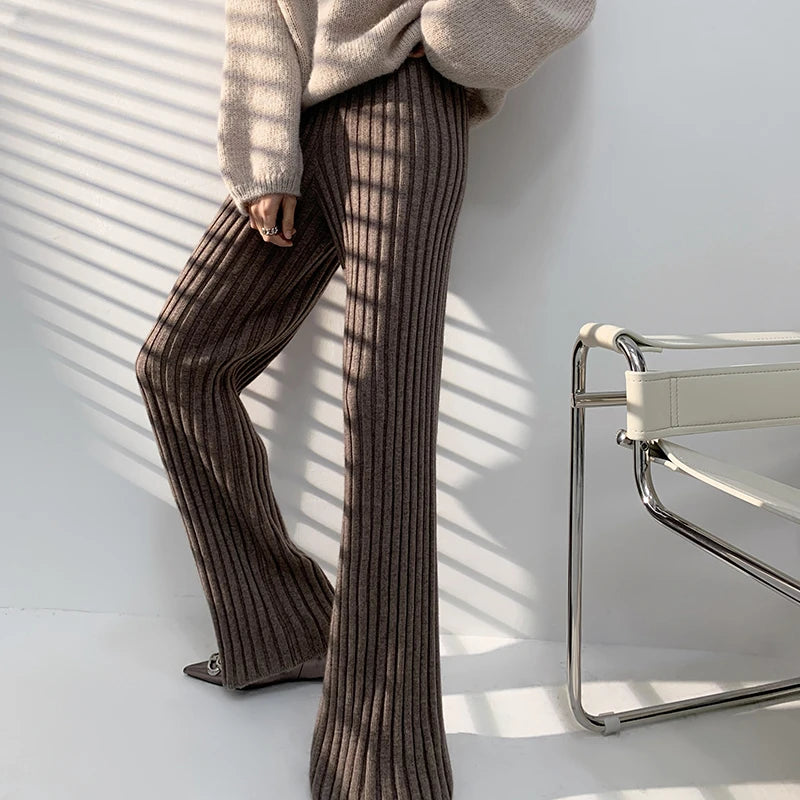 Thick Knitted Wide-Leg Pants