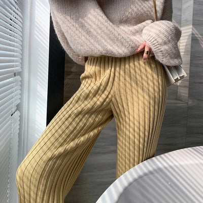 Thick Knitted Wide-Leg Pants