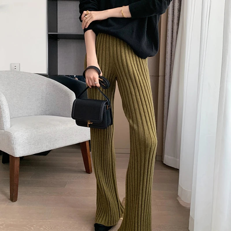 Thick Knitted Wide-Leg Pants