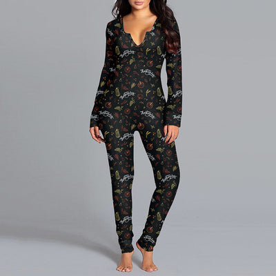 Halloween Printed Jumpsuit Long Sleeve - RADA LONDON